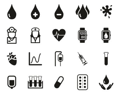 Kan Baskısı veya Kan Simgeleri Siyah & Beyaz Büyük Ayarlar