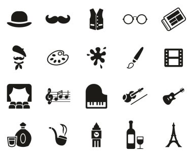 Bohem Yaşam Tarzı Simgeleri Siyah & Beyaz Set Büyük