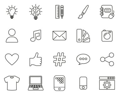 Damgalama veya Görsel Kimlik Simgeleri İnce Satır Büyük Ayarla