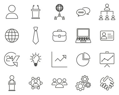 İş Buluşma Simgeleri İnce Satırı Büyük Ayarlandı