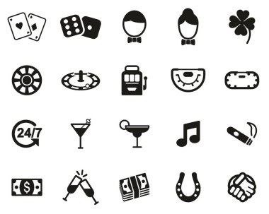 Kumarhane ya da Kumar Simgeleri Siyah & Beyaz Küme Büyük