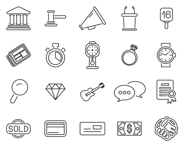 Auction Icons Thin Line Set Big — Stock Vector
