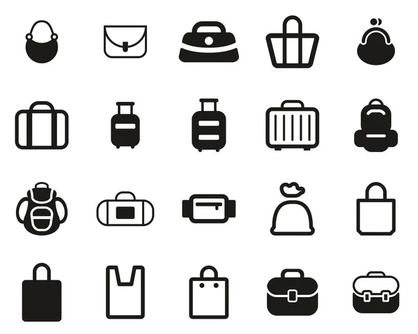 Bag Or Case Icons Black & White Set BIG — Stock Vector