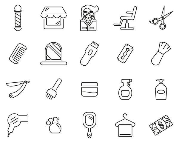 Barber Or Barber Shop Icons Thin Line Set Big — Stock Vector