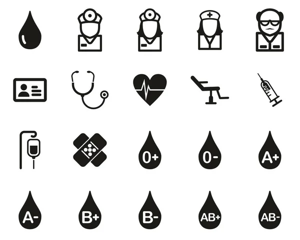 Blutgruppen oder Blutspende-Symbole schwarz auf weiß — Stockvektor
