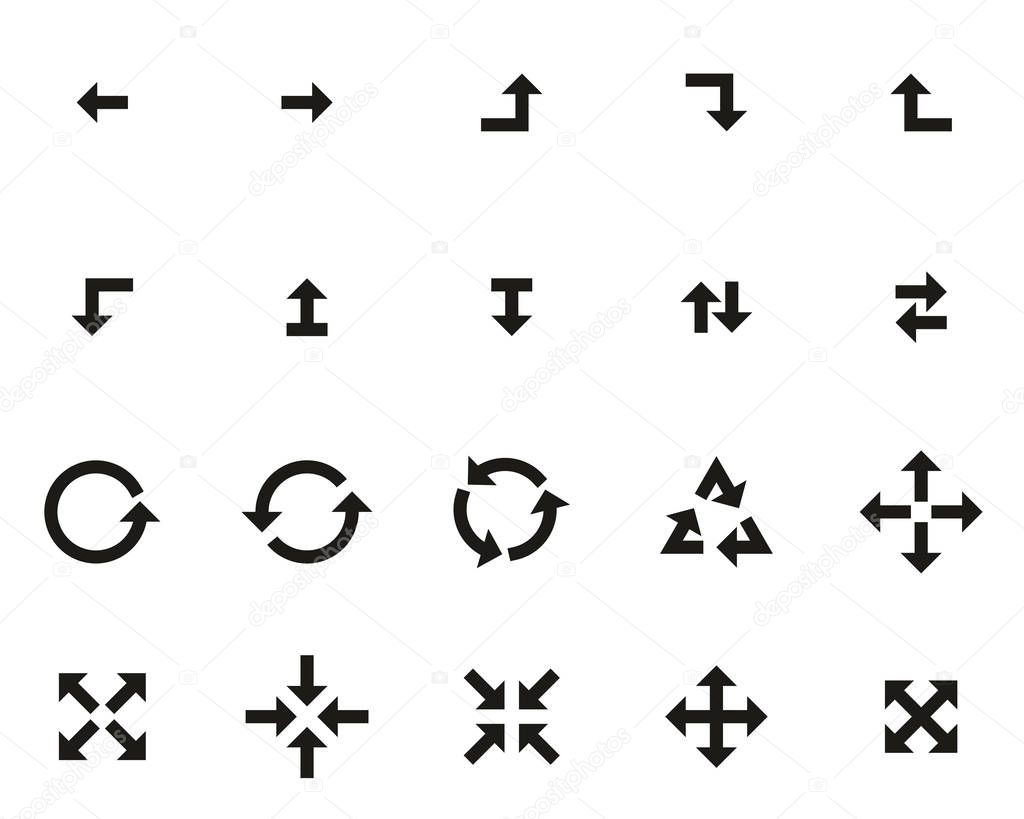 Arrows Or Navigation Icons Black & White Set Big