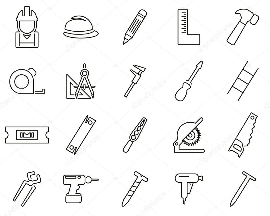 Carpenter Icons Thin Line Set Big