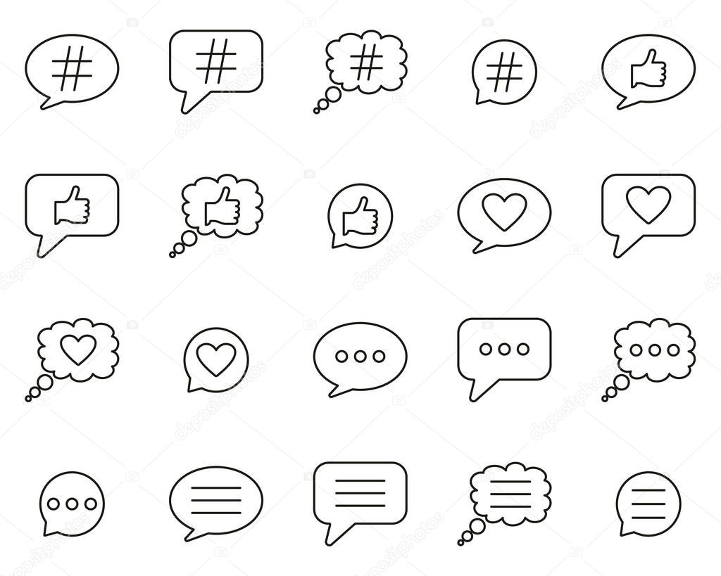 Chat Bubble Icons Thin Line Set Big