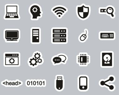Bilgisayar Programlama Simgeleri Siyah & Beyaz Etiketi Büyük Ayarla