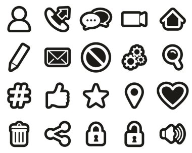 Kişi Menüsü Simgeleri Siyah Etikette Beyaz Büyük Ayarla