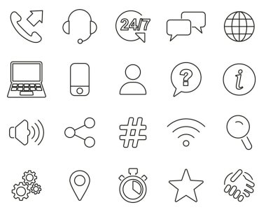 Müşteri Hizmetleri veya Müşteri Destek Merkezi Simgeleri Siyah & Beyaz 