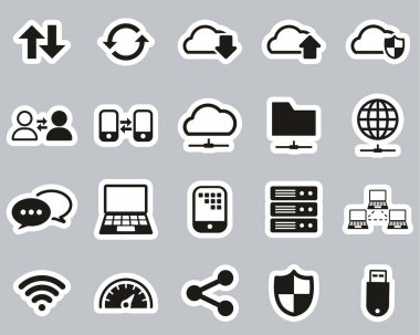 Veri Aktarım Simgeleri Siyah & Beyaz Etiketi Büyük Ayarla