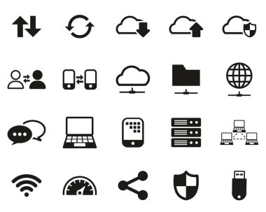 Veri Aktarım Simgeleri Siyah & Beyaz Büyük Ayarla