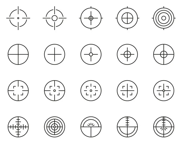 Crosshair veya Görüş Simgeleri Siyah & Beyaz İnce Çizgi Büyük Ayarla — Stok Vektör