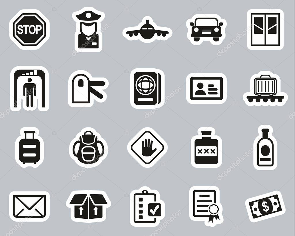 Customs Icons Black & White Sticker Set Big