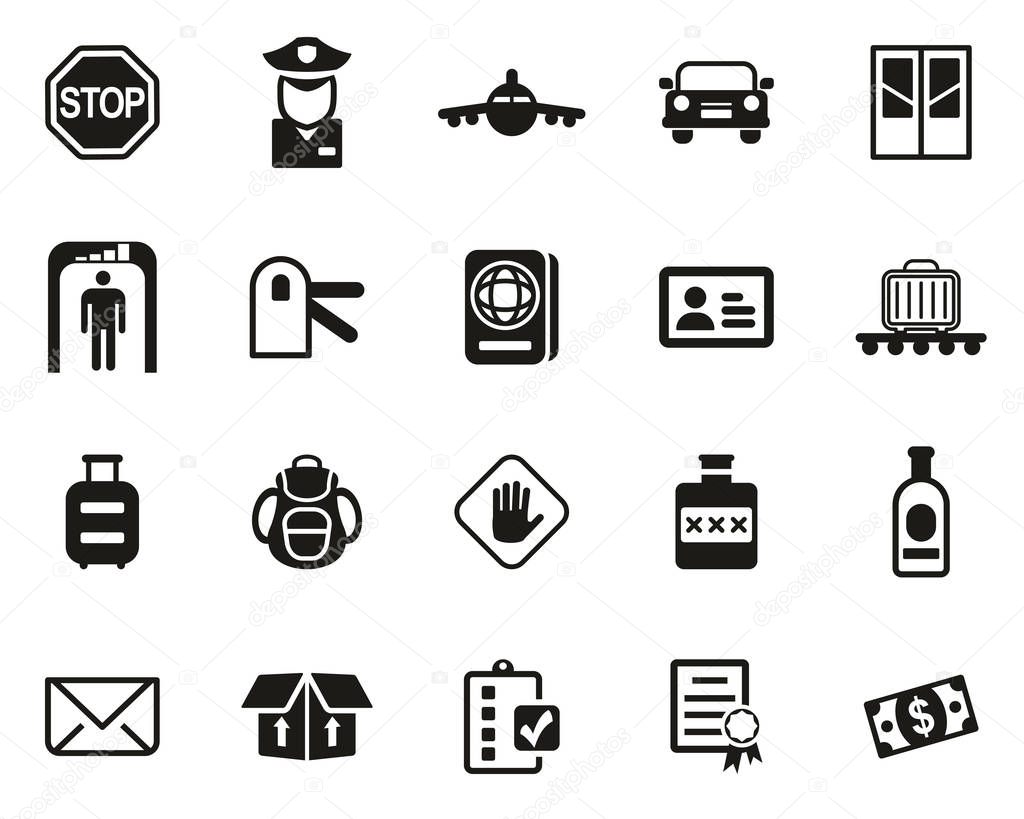 Customs Icons Black & White Set Big