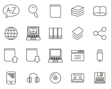 Sözlük veya Sözlük Simgeleri Siyah & Beyaz İnce Satır Büyük Ayarla