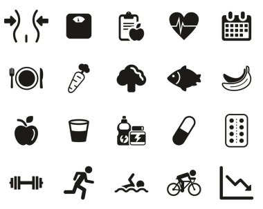 Diyet veya Ağırlık İzleme Simgeleri Siyah & Beyaz Büyük Ayarlar