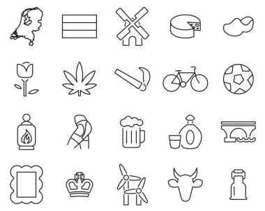 Hollanda veya Hollanda Ülke ve Kültür Simgeleri Siyah & Beyaz Thi