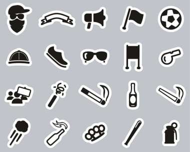 Supporter Or Sports Fan Icons Black & White Sticker Set Big clipart
