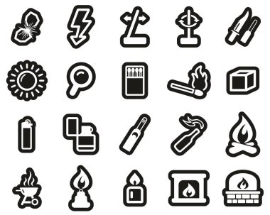 Ateş Araç Simgelerini Siyah Etikette Beyaz Yapılandır Büyük Ayarla