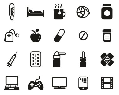 Flue veya Soğuk Simgeler Siyah & Beyaz Büyük Ayarlar