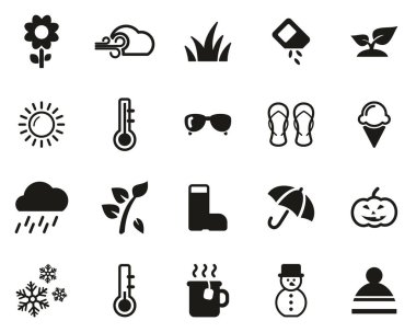 Dört Mevsim Simgesi Siyah & Beyaz Büyük Set