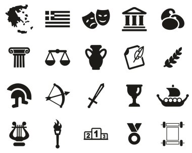 Yunanistan Ülke ve Kültür Simgeleri Siyah & Beyaz Ayar Büyük