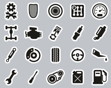 Hot Rod Kültür ve Parça Simgeleri Siyah & Beyaz Etiketi Büyük Ayarla