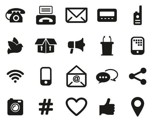 Diferentes maneiras de ícones de comunicação preto & branco conjunto grande — Vetor de Stock