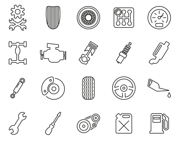 Hot Rod Culture & Parts Icons Black & White Thin Line Set Big — стоковый вектор
