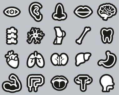 İnsan Anatomisi ya da İnsan Vücut Parçaları Simgesi Siyah Etiket S Üzerinde Beyaz