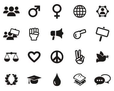 İnsan Hakları Simgeleri Siyah & Beyaz Büyük Ayarlar