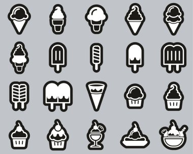 Dondurma Simgeleri Siyah Etikette Beyaz Büyük Ayarlı