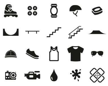 Inline Extreme Spor ve Ekipman Simgeleri Siyah & Beyaz Set Büyük