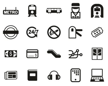 Metro veya Metro Simgeleri Siyah & Beyaz Büyük Ayarlar