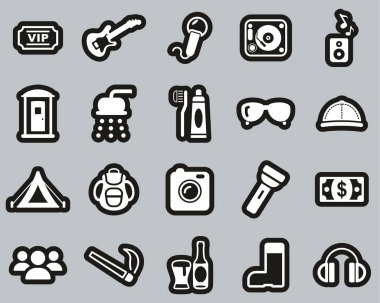 Müzik Festivali Siyah Etikette Beyaz Simgesi Büyük Ayarlandı