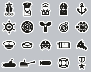 Donanma Simgeleri Siyah & Beyaz Çıkartması Büyük Ayarlandı