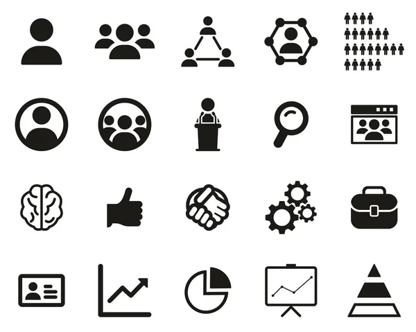 Recursos humanos ícones preto & branco conjunto grande — Vetor de Stock
