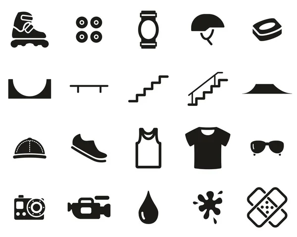 Iconos de equipo y deporte extremo en línea Black & White Set Big — Archivo Imágenes Vectoriales