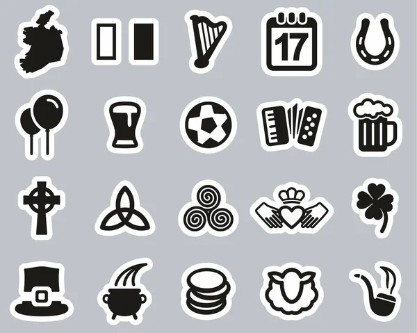 Ireland Country & Culture Icons Black & White Sticker Set Big — стоковий вектор