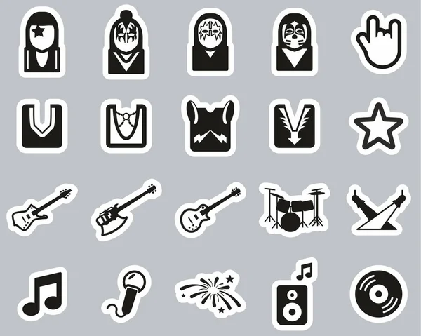 Icons Black & White Sticker Set Big — стоковый вектор