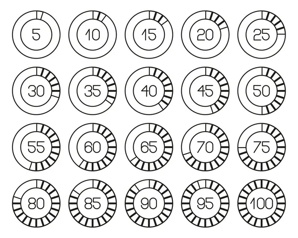 Caricamento o percentuale di icone Set di linee sottili in bianco e nero 02 Big — Vettoriale Stock