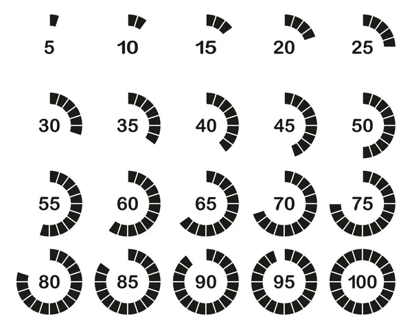 Loading Or Percentage Icons Black & White Set 03 Big — Stock Vector