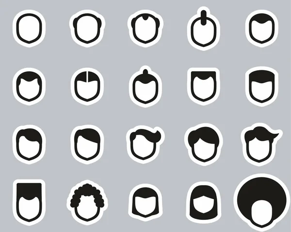 Masculino corte de cabelo estilo ícones preto & branco adesivo conjunto grande — Vetor de Stock