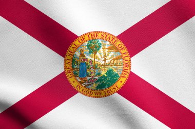 Florida bayrağı kumaş doku ile sallayarak