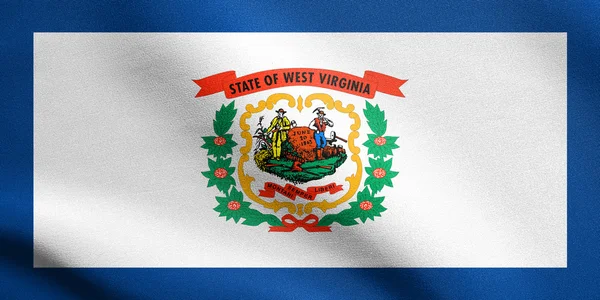 Bandeira da Virgínia Ocidental acenando com textura de tecido — Fotografia de Stock