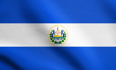 El Salvador bayrağı kumaş doku ile sallayarak
