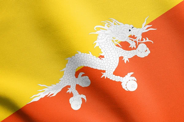 Bandeira do Butão acenando com textura de tecido — Fotografia de Stock
