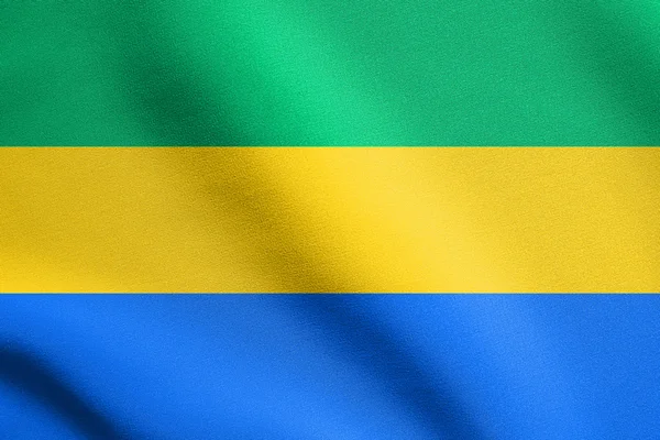 加蓬国旗挥舞着织物纹理 — 图库照片